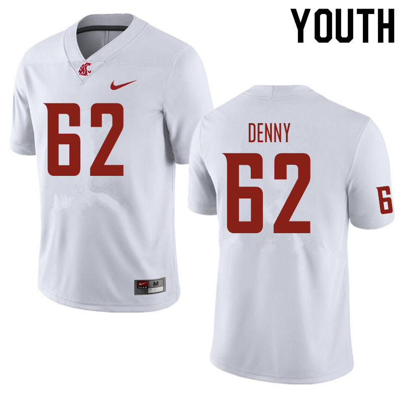 Youth #62 Jon Denny Washington State Cougars Football Jerseys Sale-White